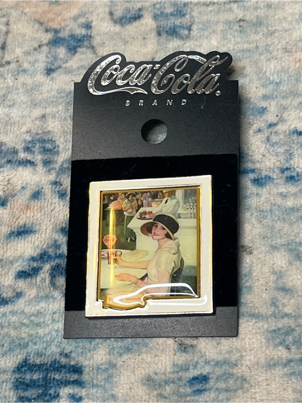 Coca Cola Vintage Style Black and White Framed Pin with Retro Illustration
